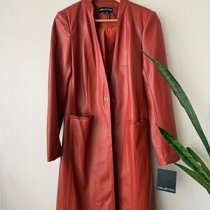 Halston Faux Leather Coat